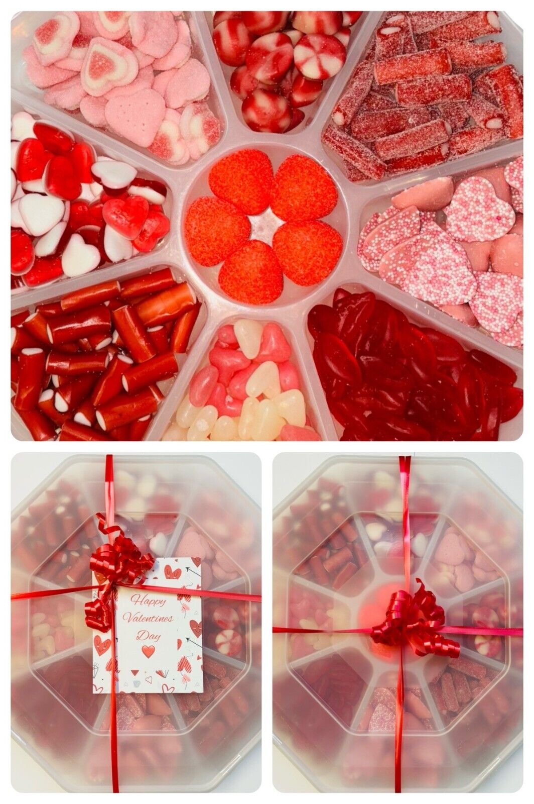 Red Pick n Mix Love Sweets Candy Assortment Platter Gift Present Valentines Day