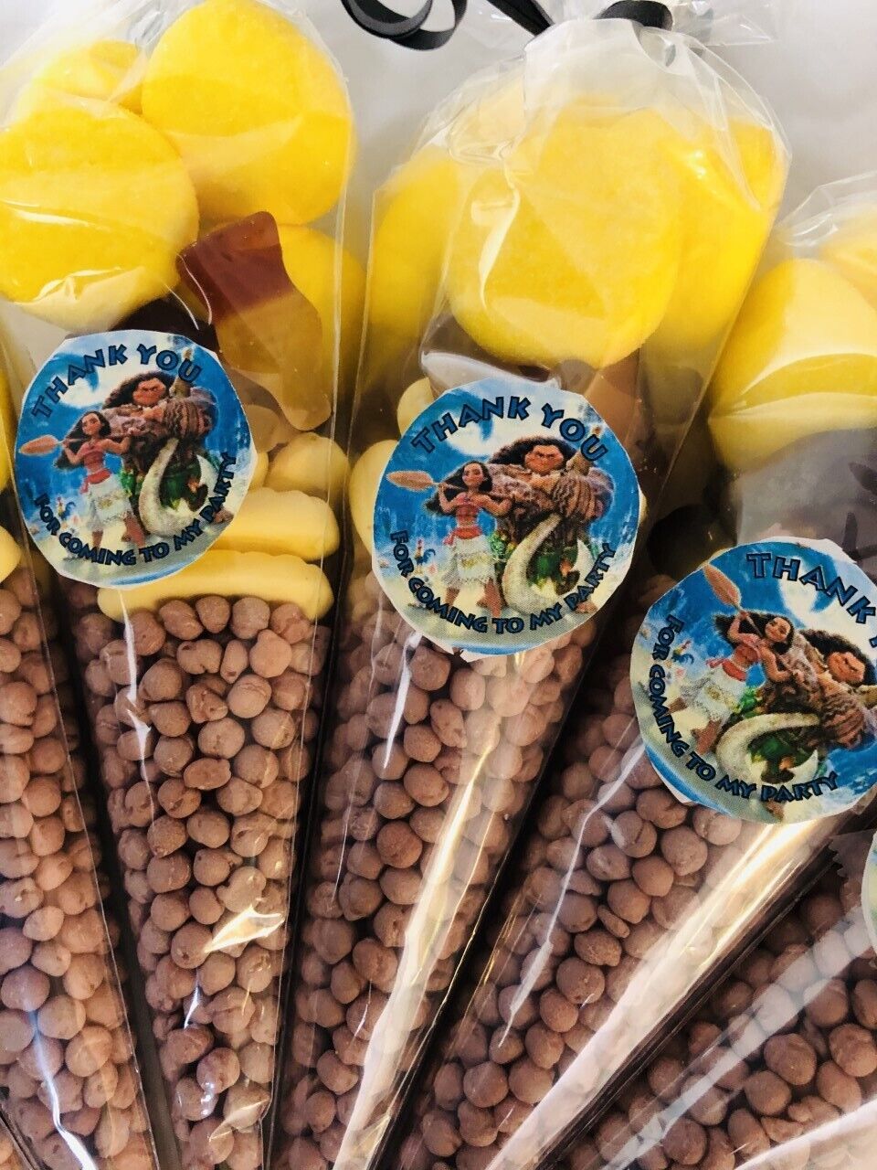 Moana Sweet Candy Cones Sweets Party Bags Filled Bag Sweet Gift Cone Yellow