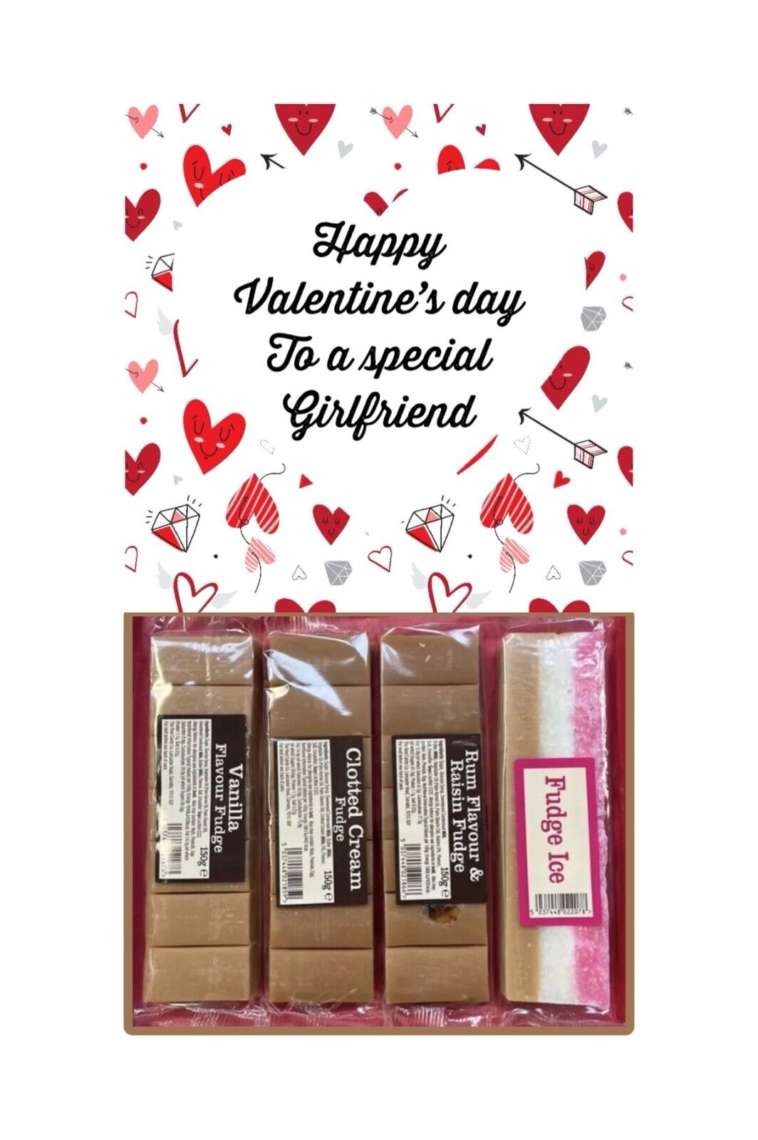 Happy Valentines Day Fudge Assortment Hamper Gift Present Special Husband Wife