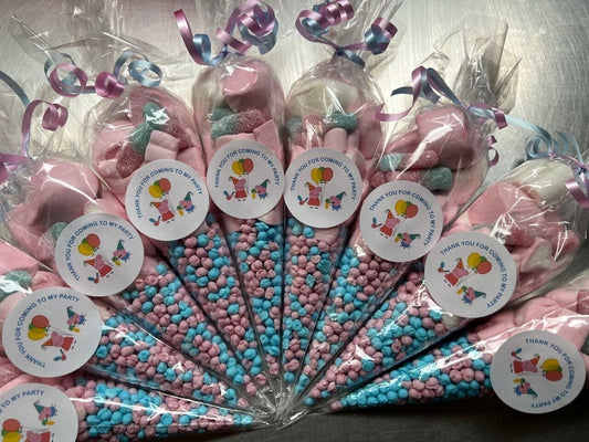 Peppa Pig Thank You Party Bag Filled Sweet Candy Cones Blue Pink Favours