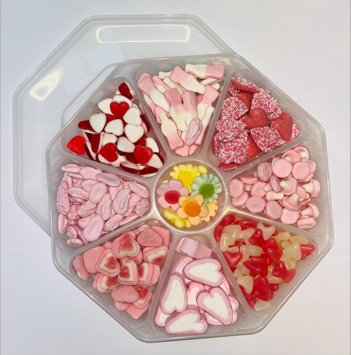 Red Pink Pick n Mix Sweets Candy Assortment Platter Gift Present Mothers Day