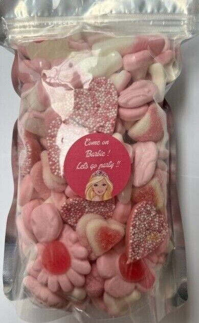 Barbie Inspired Themed Gummy Jelly Sweet Pouch Cinema Movie Mix Party Bag Kids Pink Pick n Mix