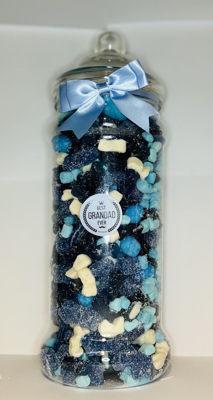 Best Grandad Ever Filled Blue Pick N Mix Gummy Sweet Victorian Jar Gift Present