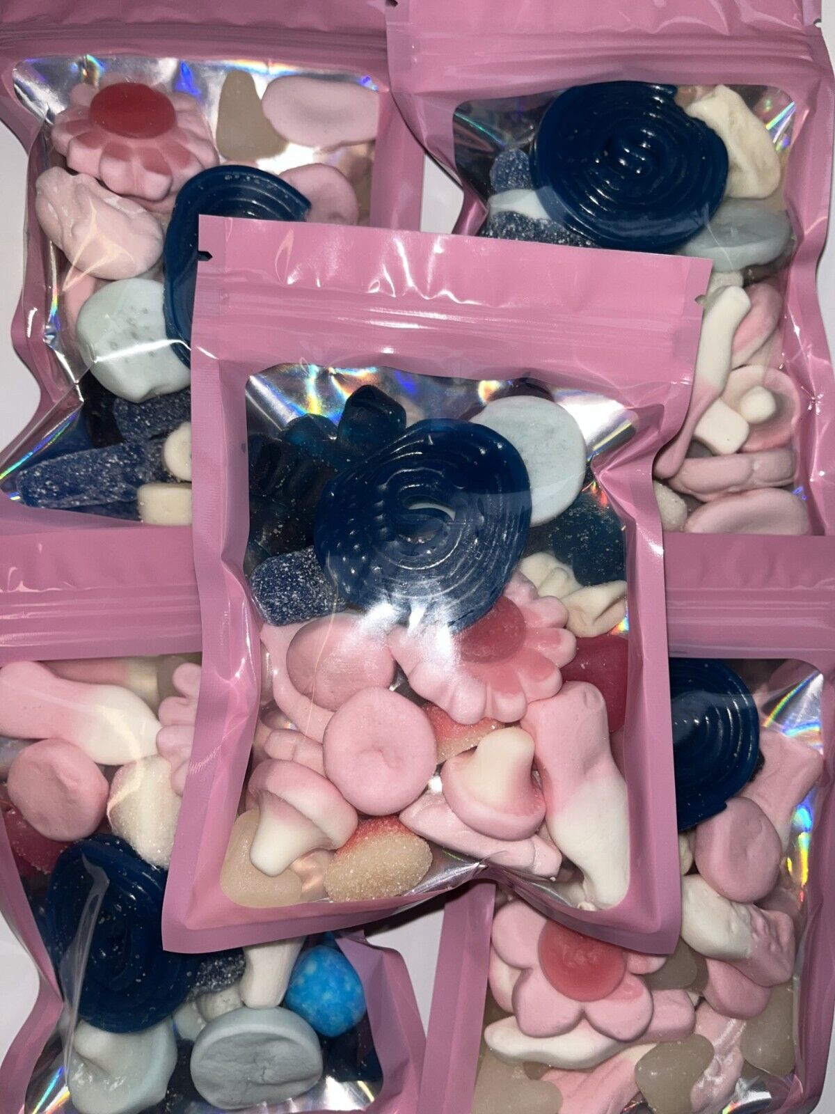 Blue Pink Birthday Gender Baby Shower Sweets Party Bags Pick n Mix Pouch Favour