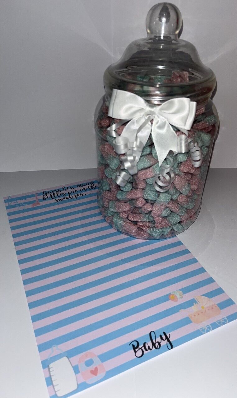 Made to order Baby Shower or Gender Reveal  Guess How Many Bottles Sweets In The Jar Game