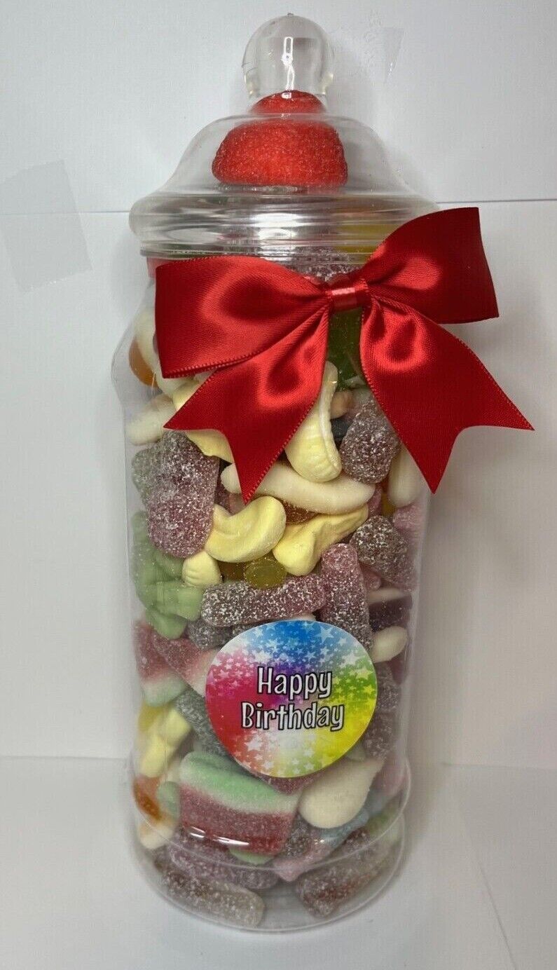 Happy Birthday Filled Pick N Mix Sweet Victorian Jar Gift Personalised Present