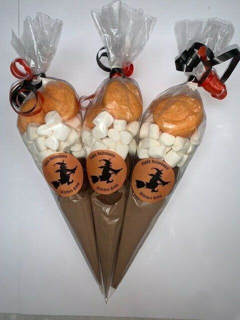 Happy Halloween Witches Brew Spooky Hot Chocolate Cones, Buttons & Marshmallows