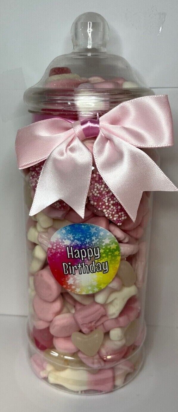 Happy Birthday Filled Pick N Mix Sweet Victorian Jar Gift Personalised Present