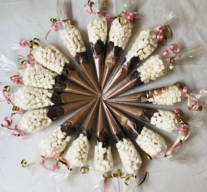 Cadburys Hot Chocolate Cones, Buttons & Marshmallows Handmade Cone - Pink