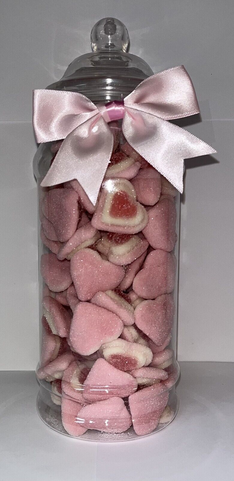 FILLED Pick n Mix Pink Love Hearts Sweet Candy Cart Buffet Victorian Jar Gift