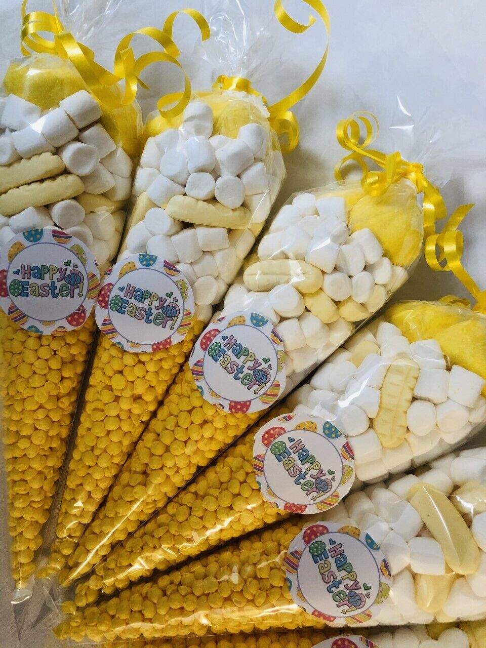 Happy Easter Sweet Candy Cones Sweets Party Bags Filled Bag Sweet Gift Yellow