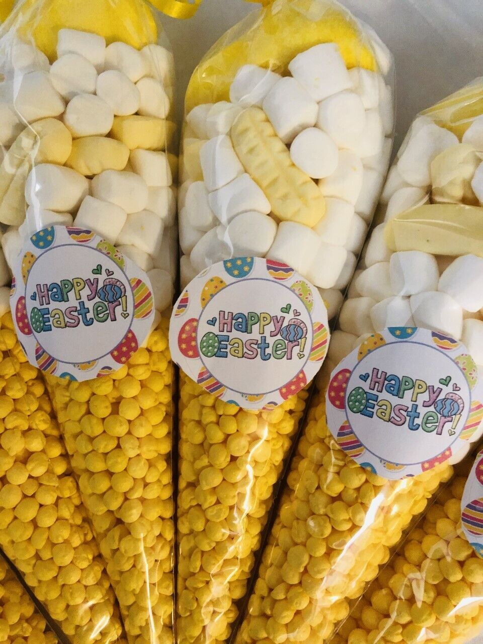 Happy Easter Sweet Candy Cones Sweets Party Bags Filled Bag Sweet Gift Yellow