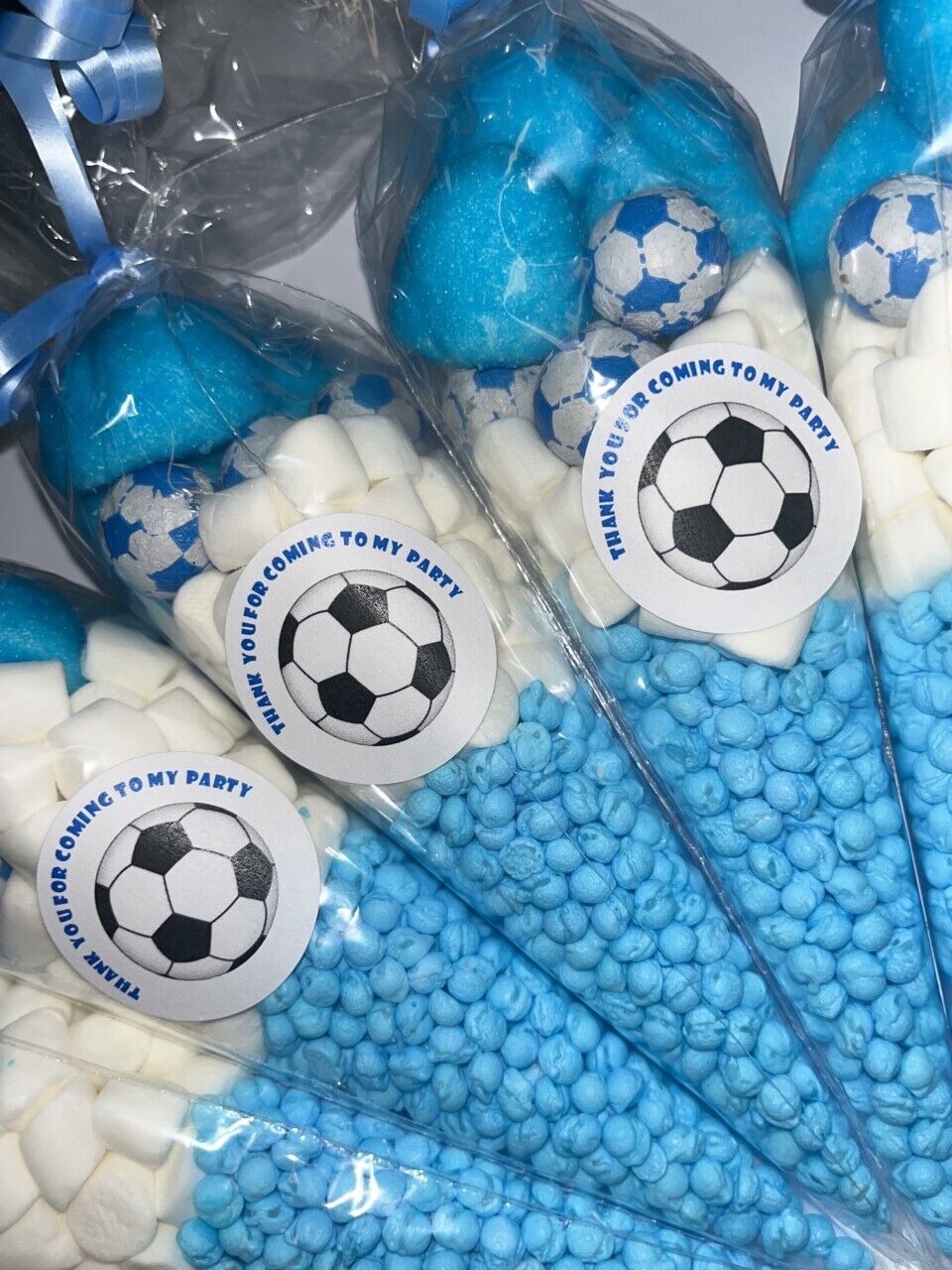 Football Footy Sweet Cones Party Bag Favour Green Red Blue Orange