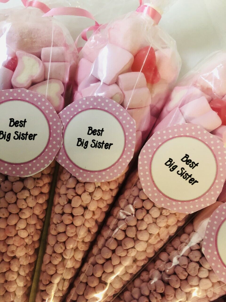 Best Big Sister Sweet Candy Cones Sweets Party Bags Filled Gift Cone Pink