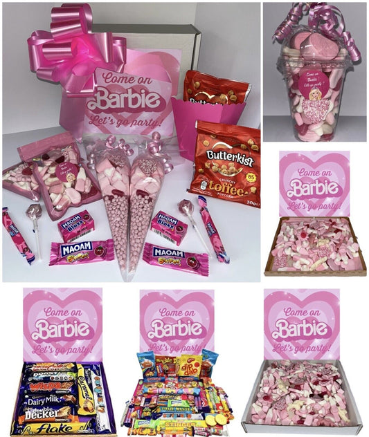 Barbie Inspired Themed Gummy Jelly Sweet Cinema Movie Night Mix Bag Kids Pink Pick n Mix Gift