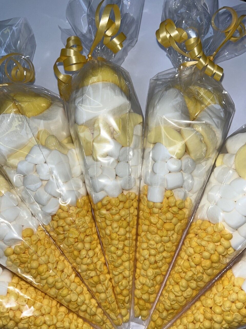 Gender Neutral Beige Cream Pre Filled Sweet Cones Party Bag Favour Baby Shower