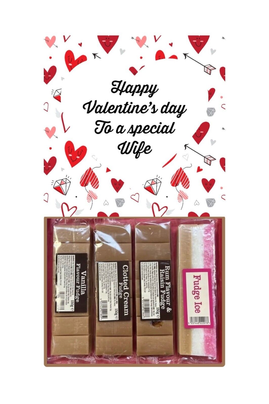 Happy Valentines Day Fudge Assortment Hamper Gift Present Special Husband Wife