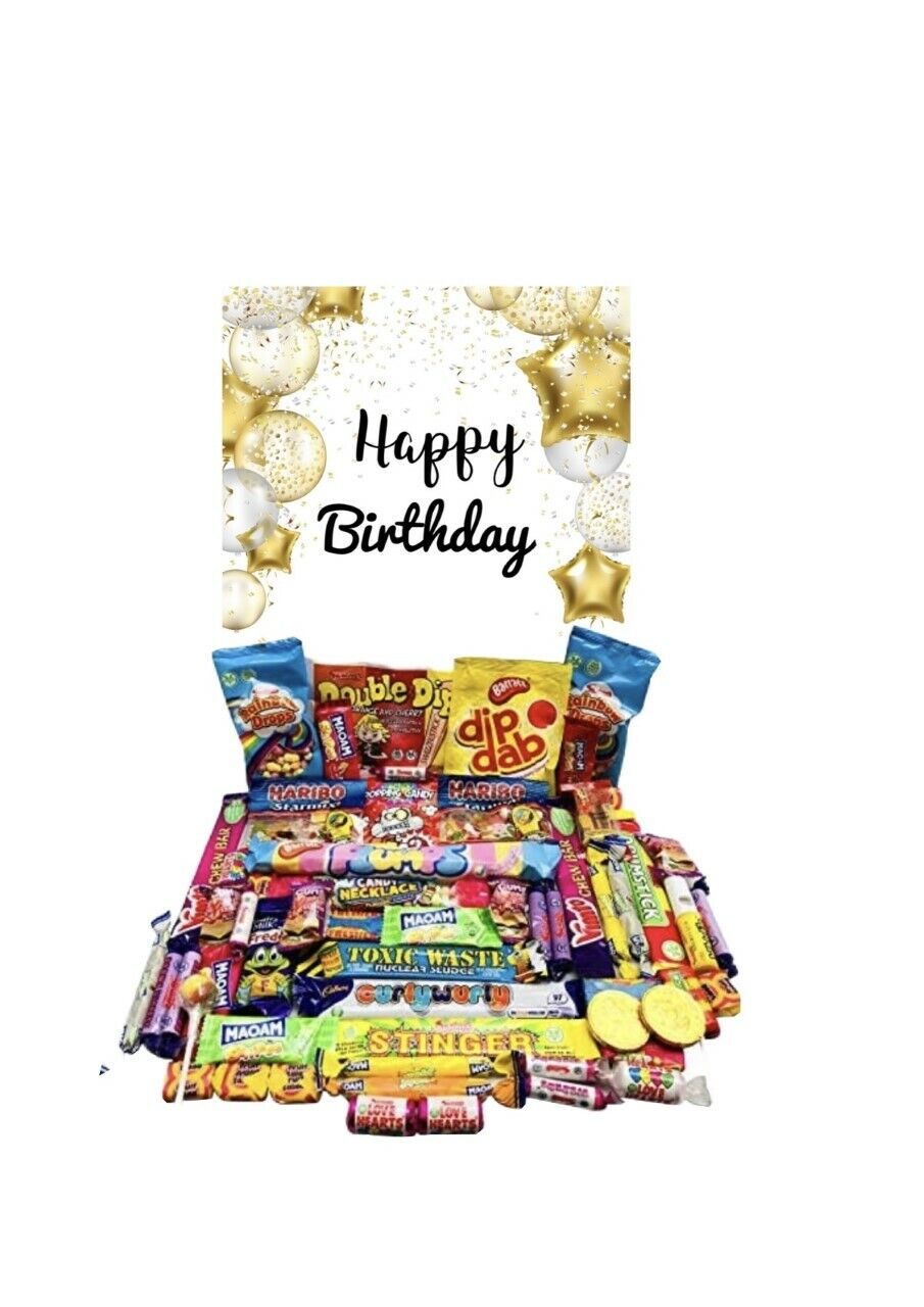 Personalised Happy Birthday Retro Pick N Mix Sweet Box Hamper Gift Present chews