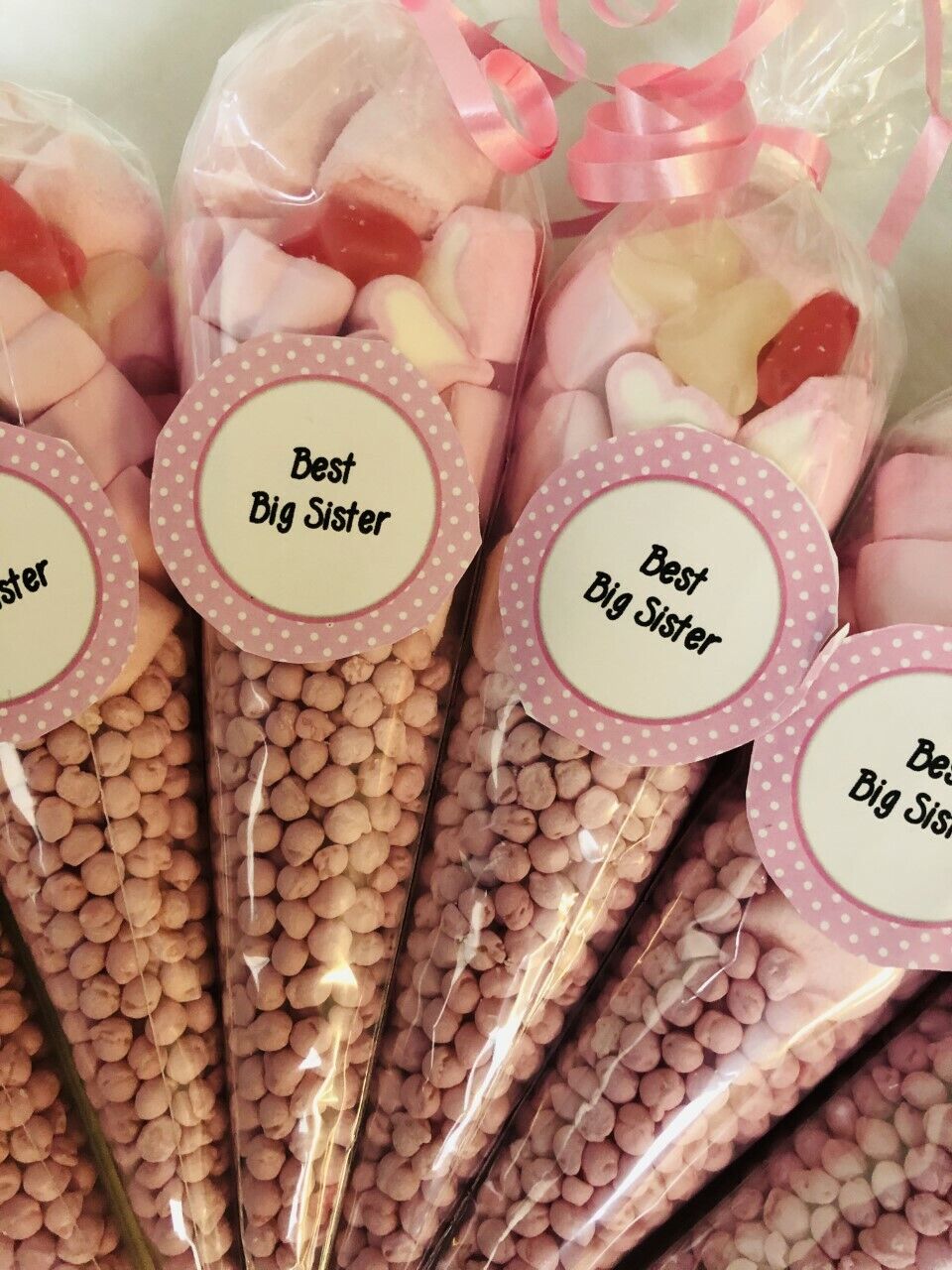 Best Big Sister Sweet Candy Cones Sweets Party Bags Filled Gift Cone Pink