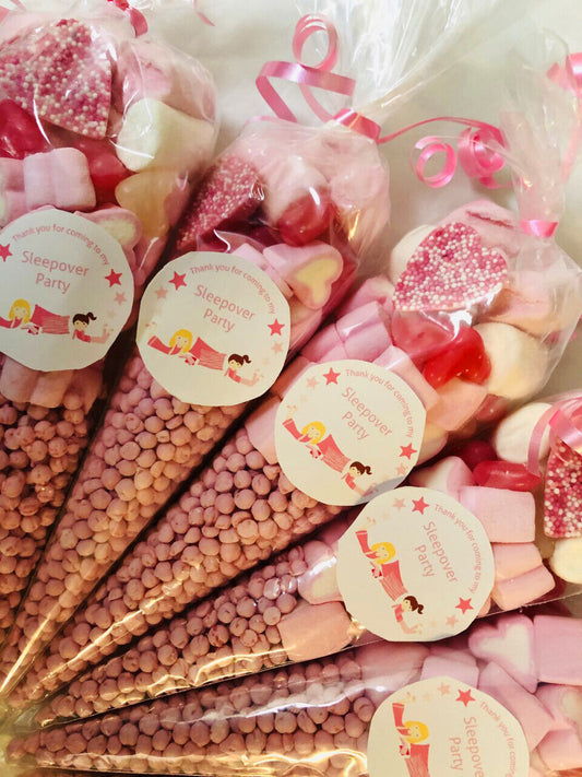 Thank You For Coming To My Sleepover Party Sweet Candy Cones Sweets Gift Pink