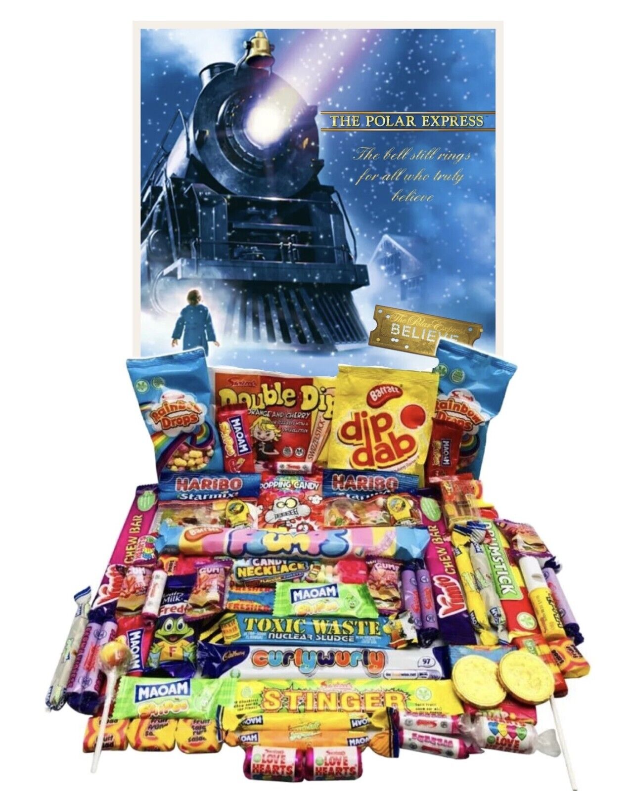 Polar Express Xmas Eve Movie Night Kids Sweet Pouch Cone Party Bag Hot Chocolate