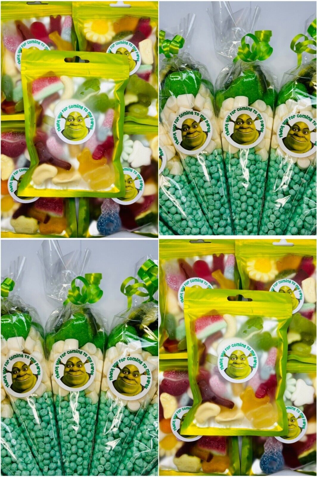 Shrek Inspired Themed Sweet Cones Sweets Kids Party Bags Filled Pouch Pick n Mix