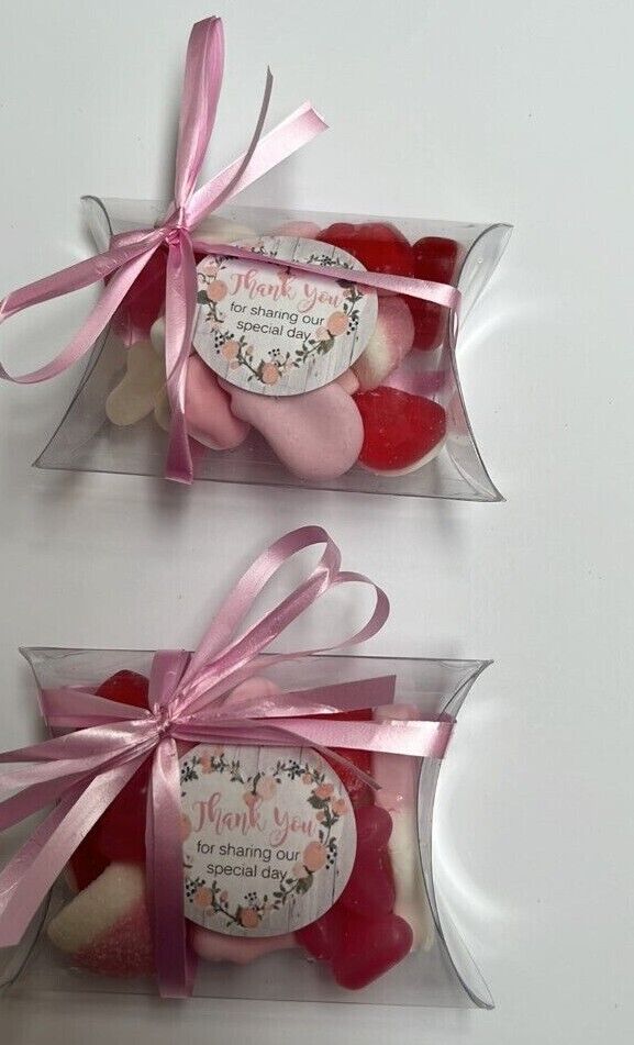 Pink Sweet Wedding Favours Thank you For Sharing Our Special Day Pillow Box