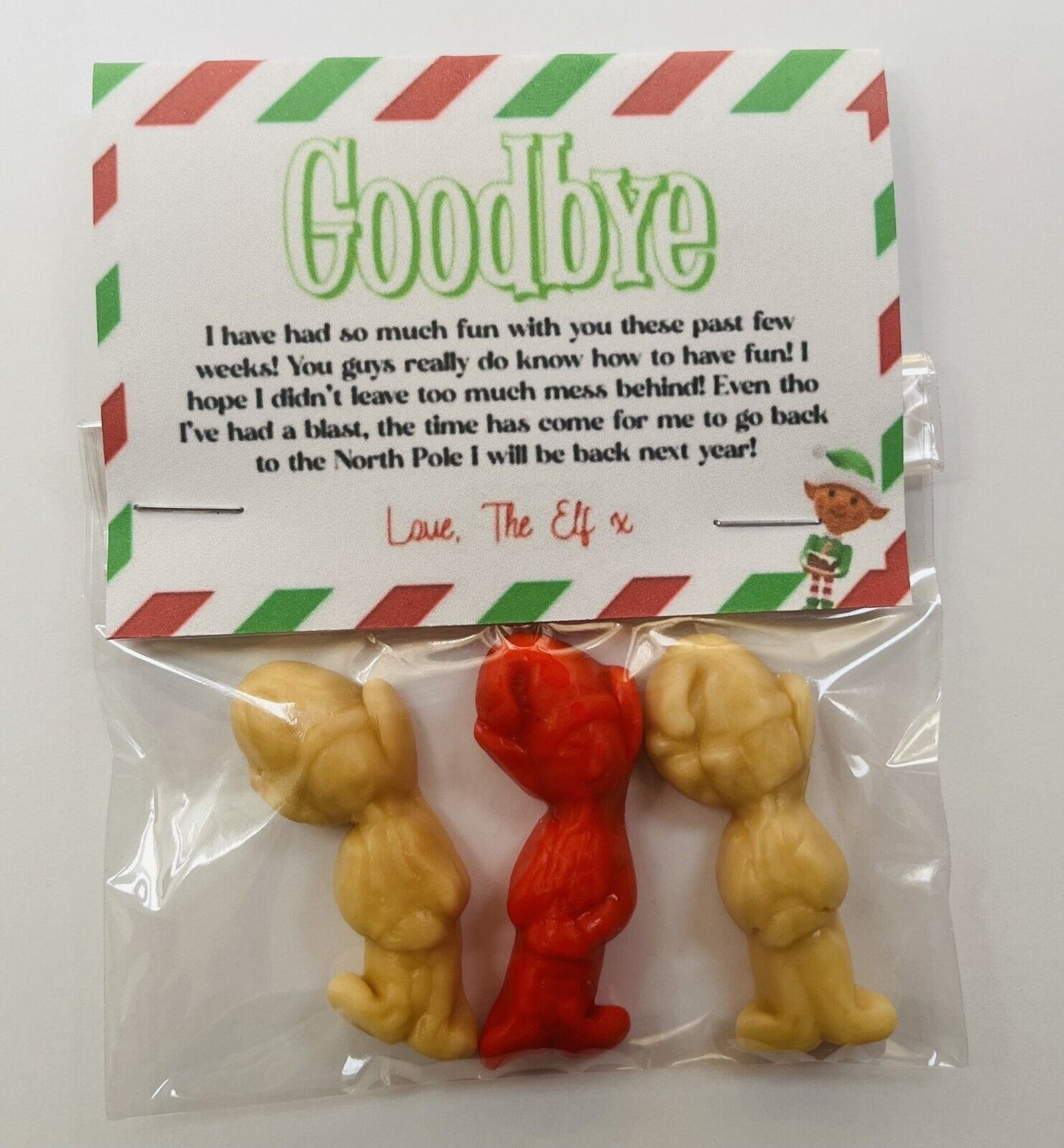 I'm Back or Goodbye Naughty Elf Christmas Sweet Treat Gift Bag Xmas Eve Box