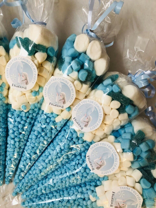 Frozen 2 Elsa & Anna Inspired Themed Filled Sweet Cone & Sticker Thank You For Coming To My Party