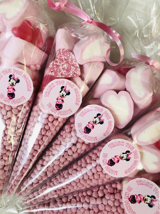 Minnie Mouse Inspired Themed Thank You For Coming To My Party Sweet Candy Cones Sweets Gift