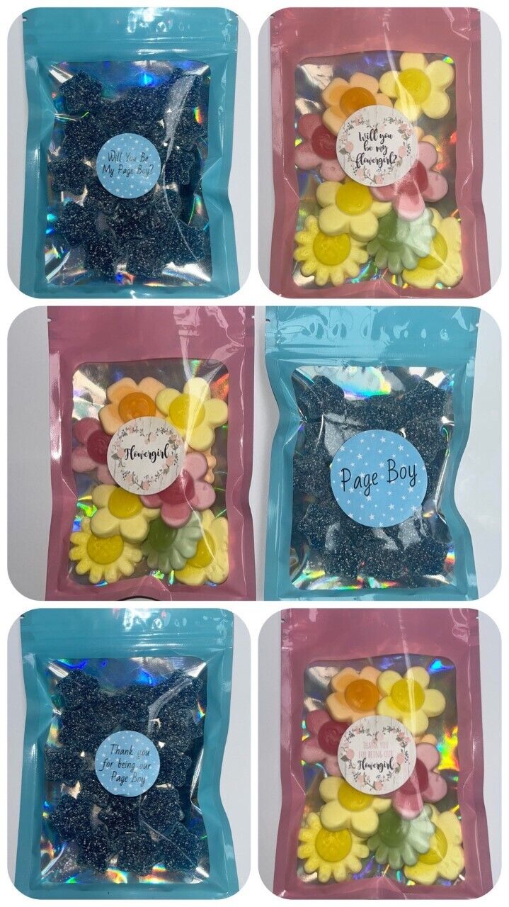 Flower Girl Page Boy Pick N Mix Gummy Sweets Pouch Gift Hamper Sweet Present