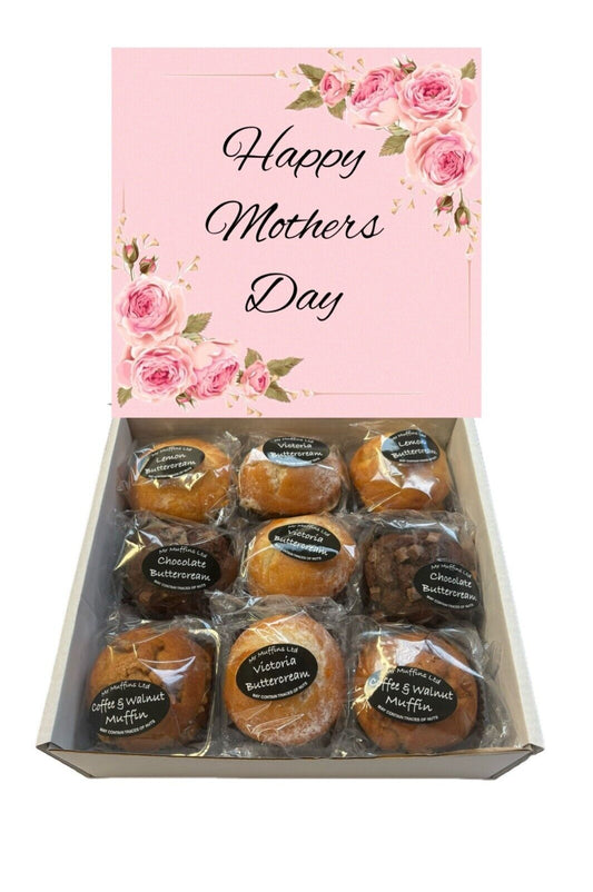 Mothers Day Gift Box Of Buttercream Muffins Cup Cake x 9 Variety of Flavours Fresh