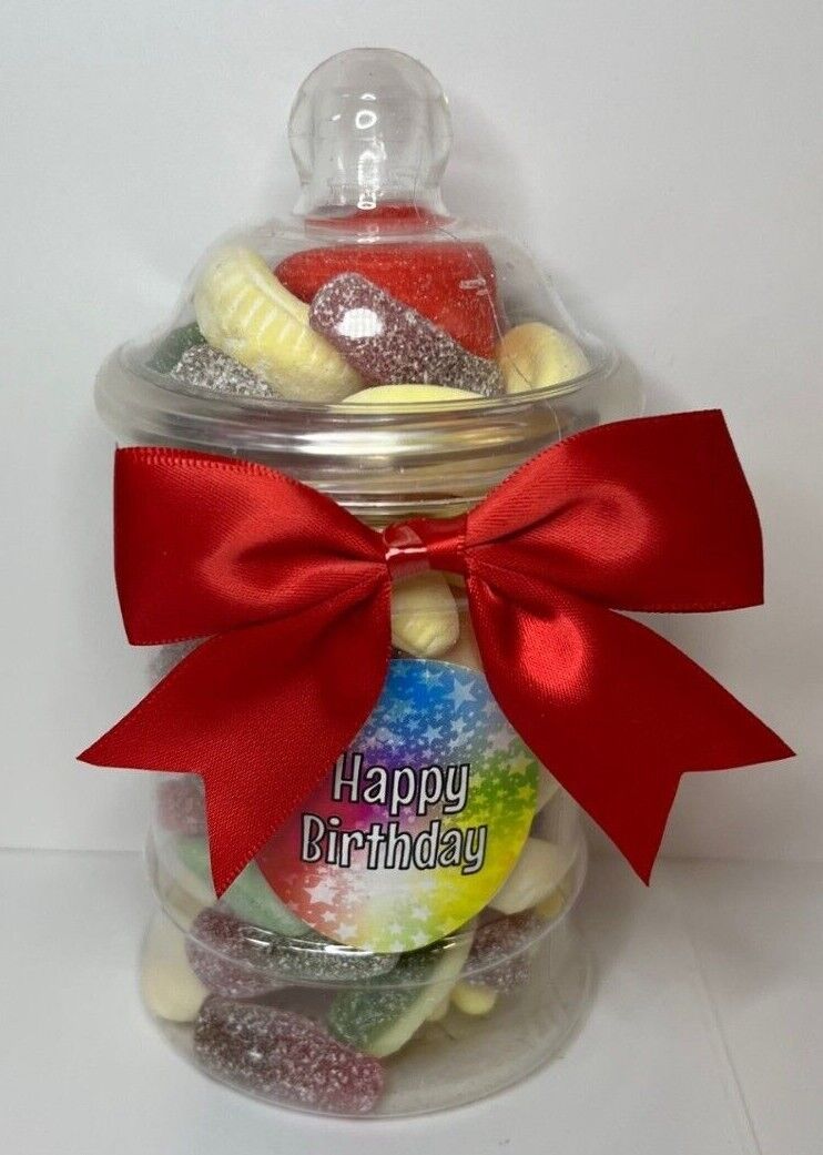 Happy Birthday Filled Pick N Mix Sweet Victorian Jar Gift Personalised Present