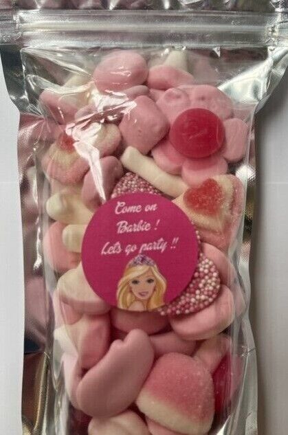 Barbie Inspired Themed Gummy Jelly Sweet Pouch Cinema Movie Mix Party Bag Kids Pink Pick n Mix