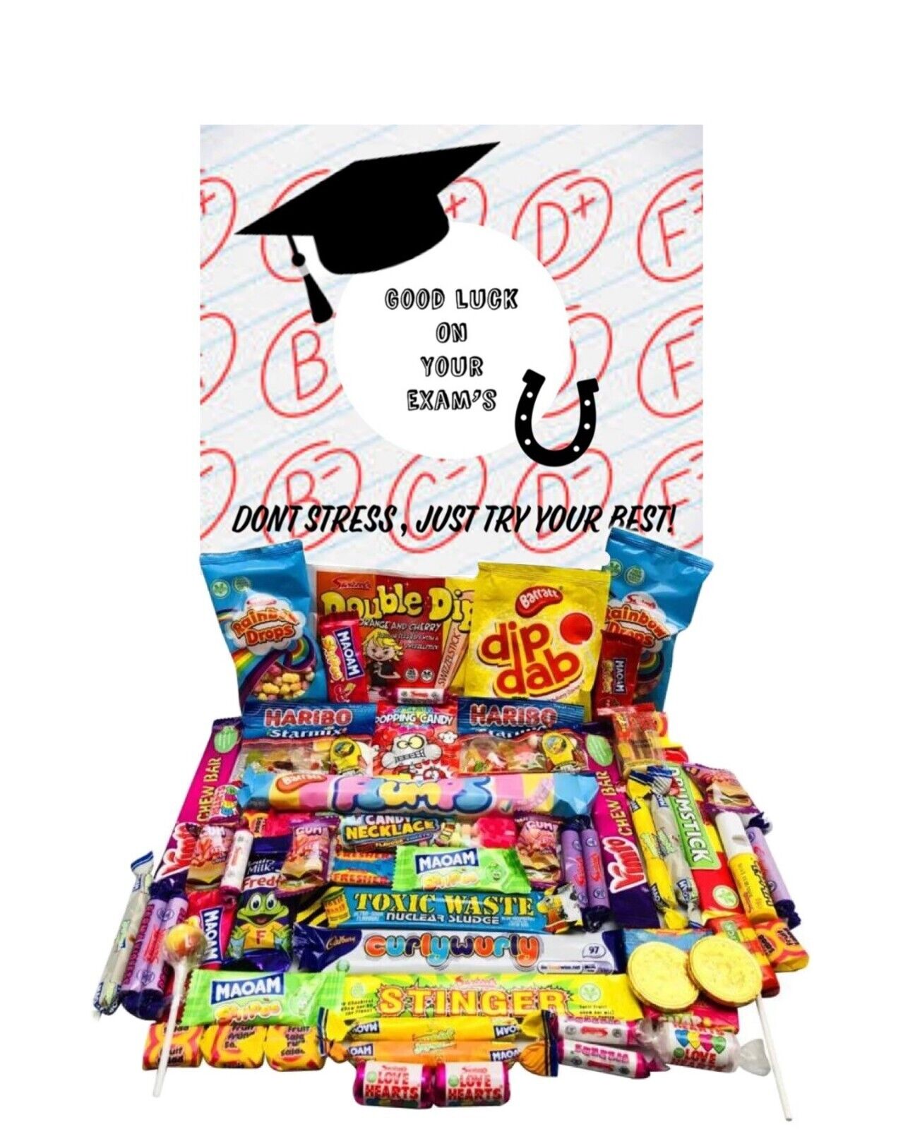 Good Luck On Your Exams Pick N Mix Ultimate Retro Sweets Box Hamper Gift