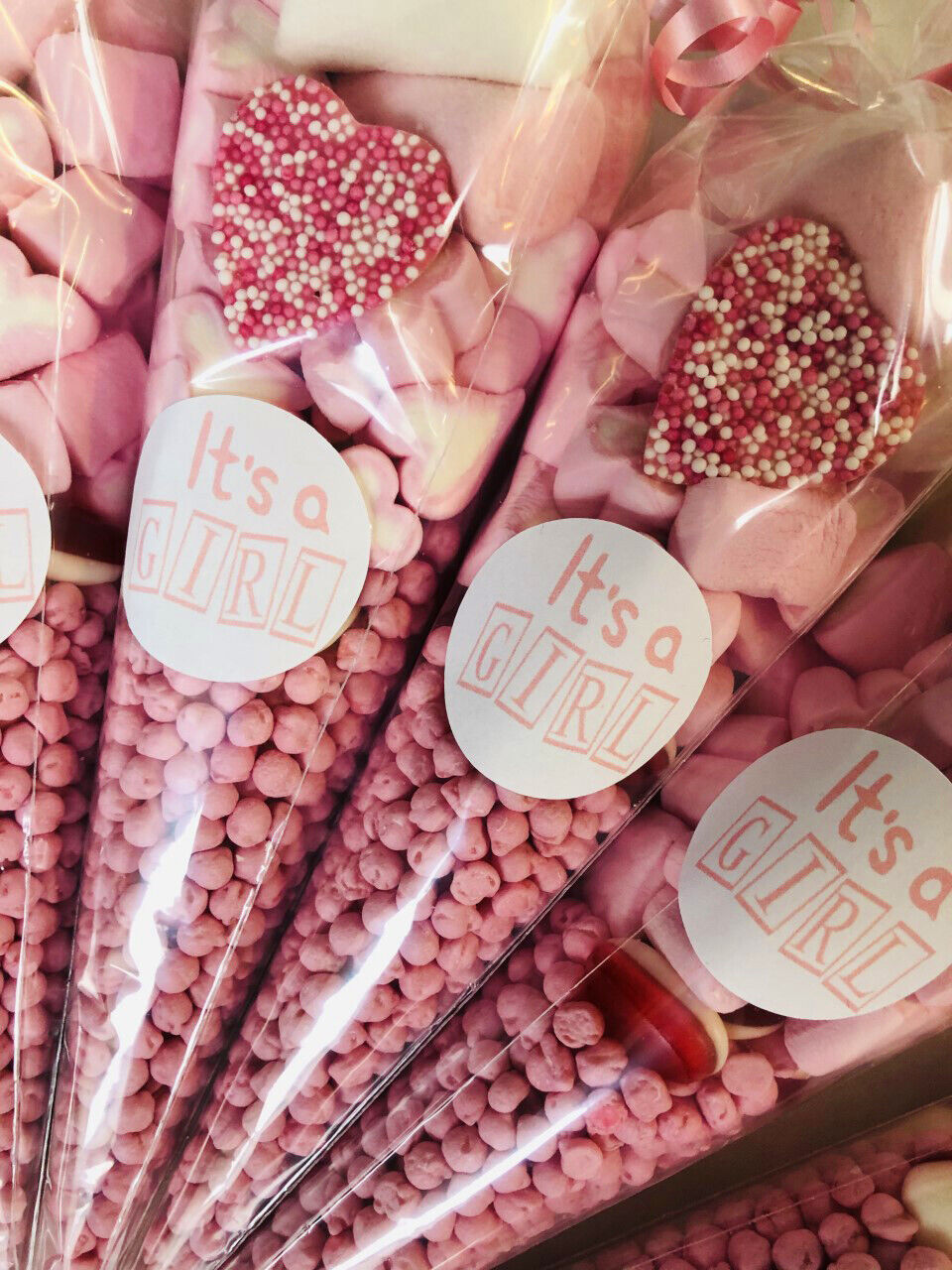 It's A Girl Baby Shower Favours Sweet Candy Cones Party Bag Pre Filled 19 Cms