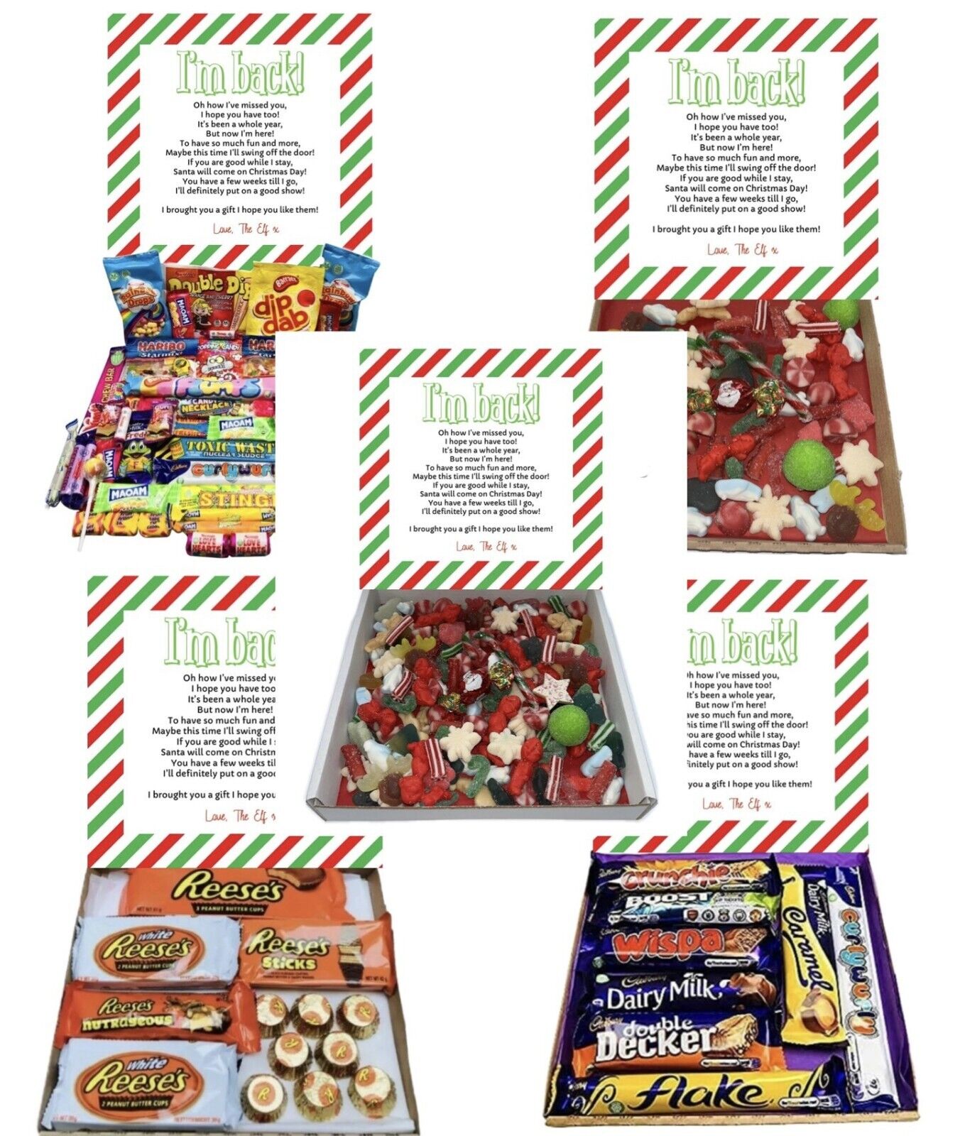 Elf Arrival Xmas Gift Pick n Mix Retro Gummy Sweets Chocolate Hamper Present