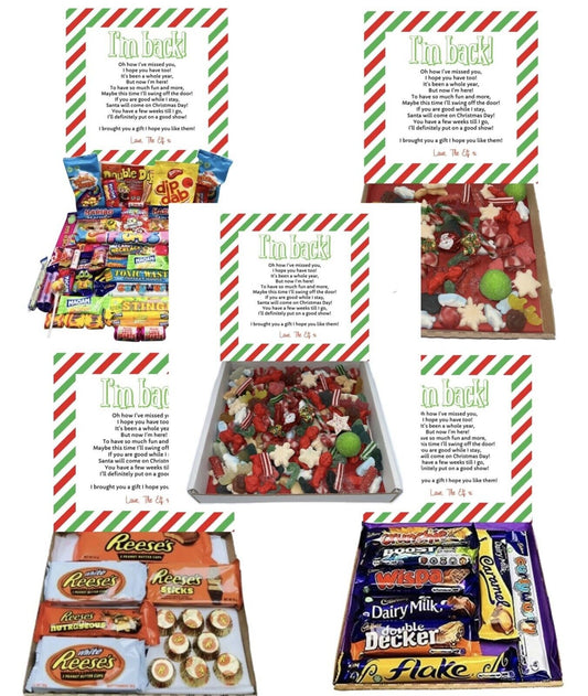 Elf Arrival Xmas Gift Pick n Mix Retro Gummy Sweets Chocolate Hamper Present