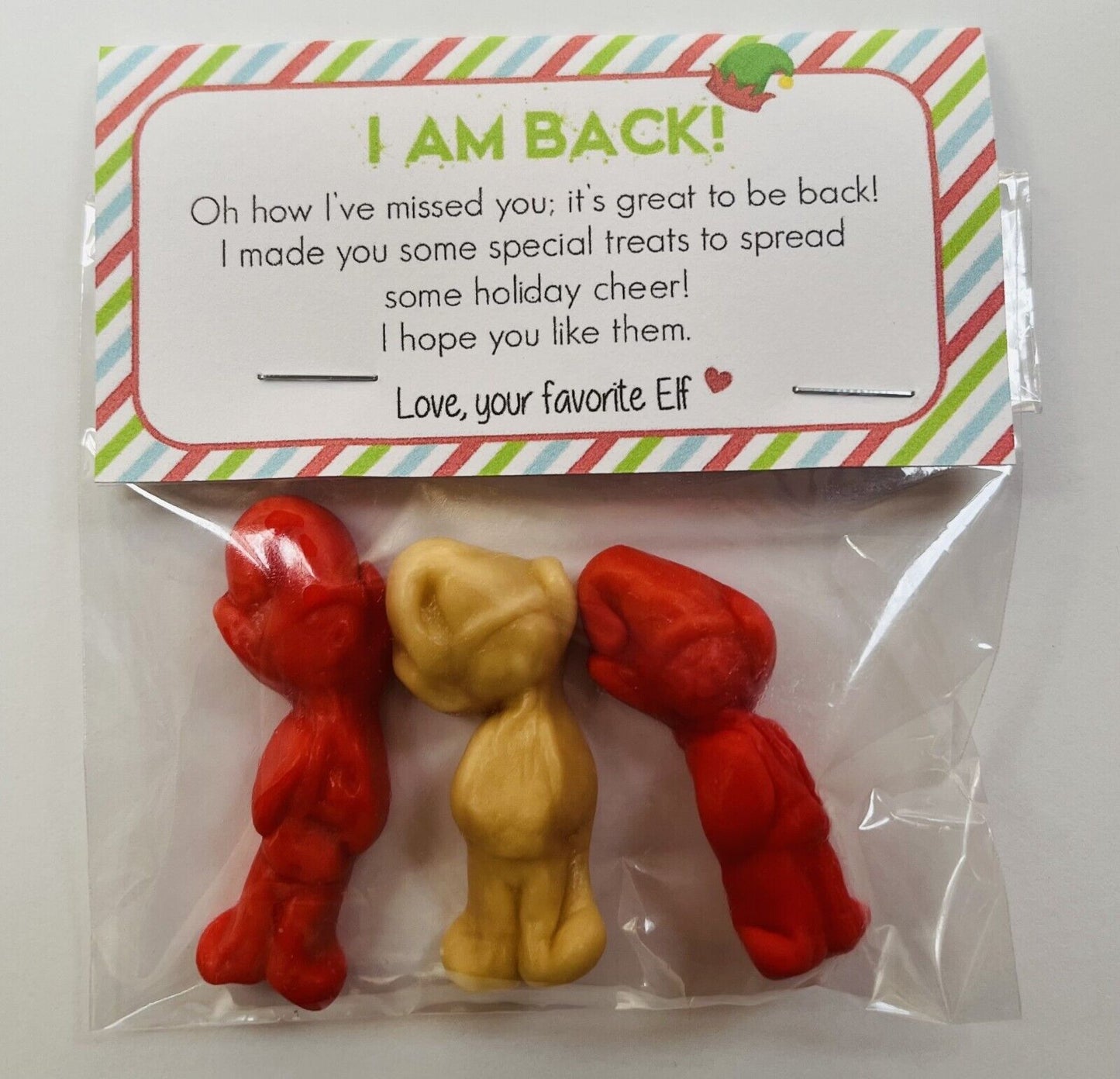 I'm Back or Goodbye Naughty Elf Christmas Sweet Treat Gift Bag Xmas Eve Box