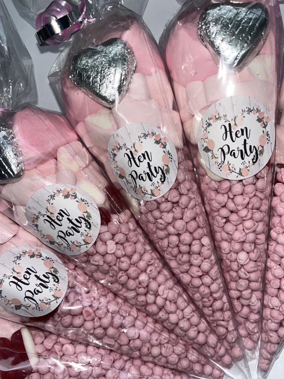 Hen Party Bride Pink Filled Sweet Chocolate Cone Favour Party Bags Gift Present