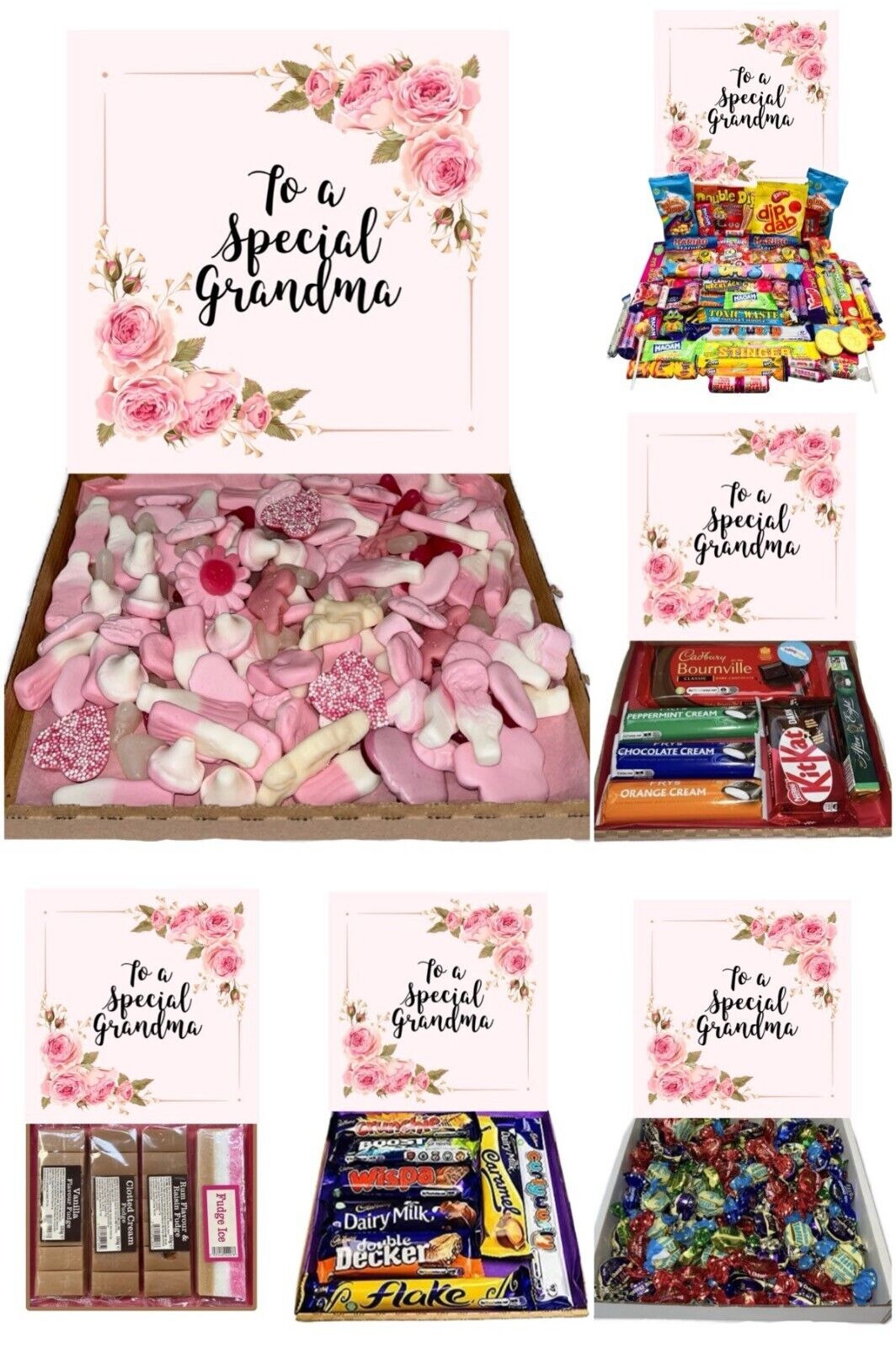 Special Grandma Pink Flowers Gift Pick n Mix Sweets Chocolate Hamper Present