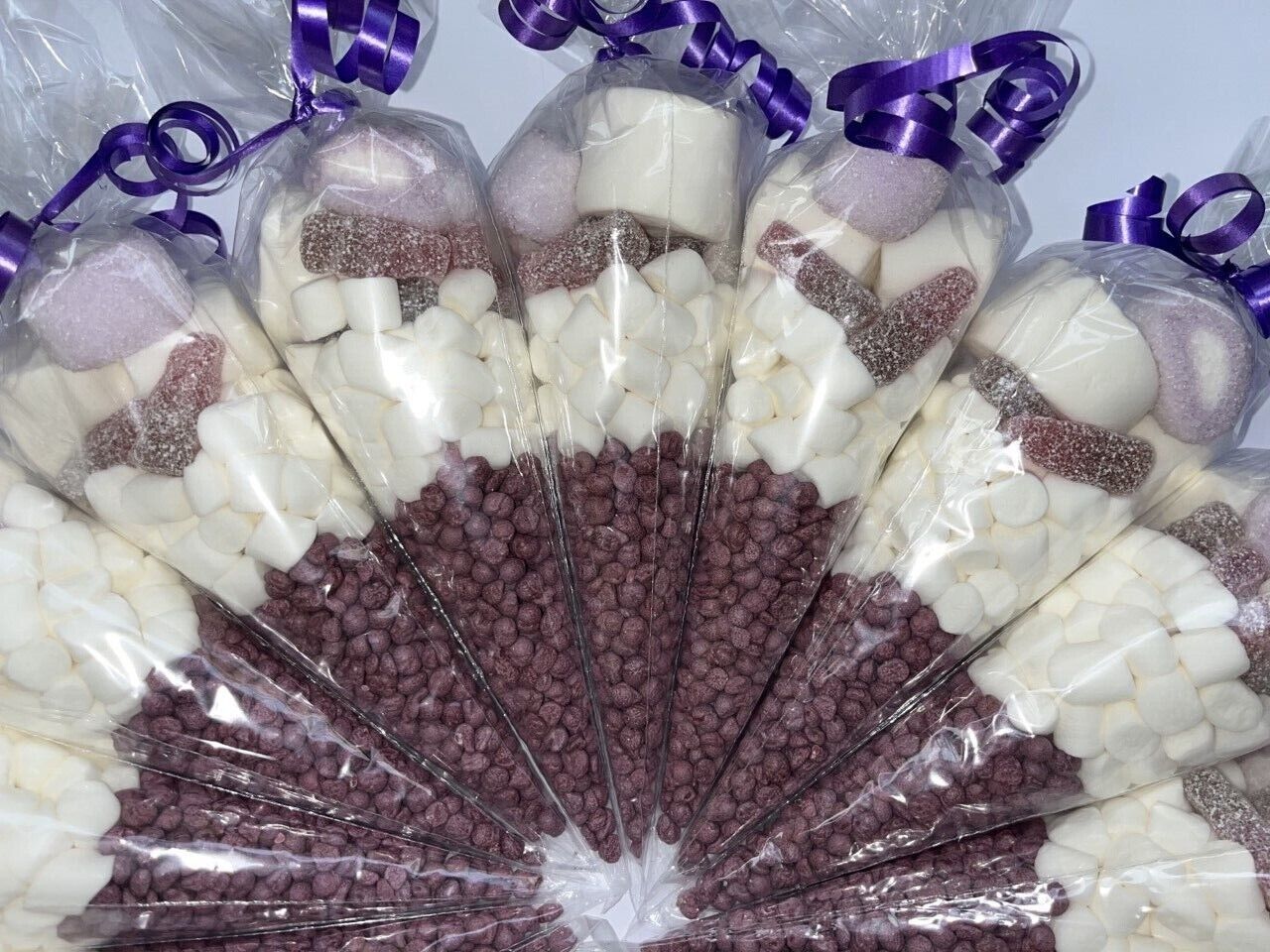 Thank You For Coming My Party Filled Sweet Candy Cones Party Bag Purple Birthday