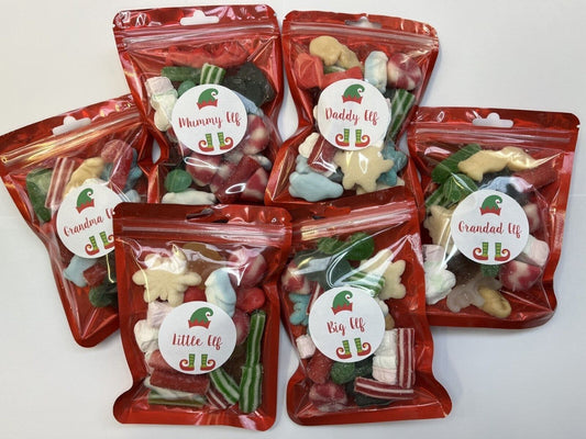 Christmas Xmas Elf Family Filled Festive Pick N Mix Sweet Pouch Gift Present