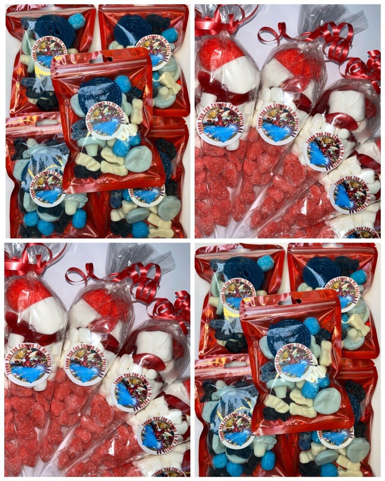 Iron Man Super Hero Inspired Themed Sweet Cones Sweets Party Bags Filled Pouch