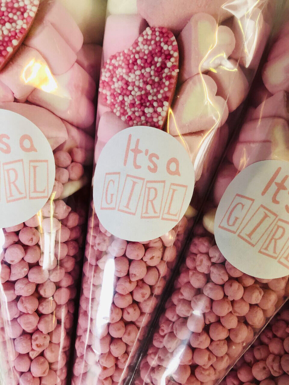 It's A Girl Baby Shower Favours Sweet Candy Cones Party Bag Pre Filled 19 Cms