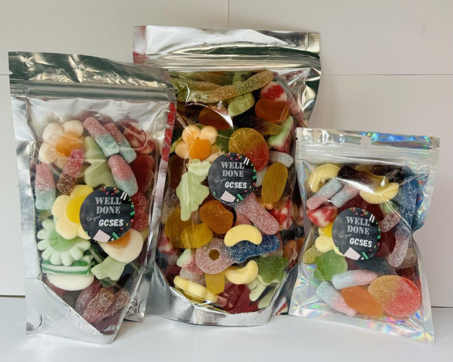 Well Done On Your GCSE'S Pick N Mix Gummy Fizzy Non Sweets Pouch Gift Present