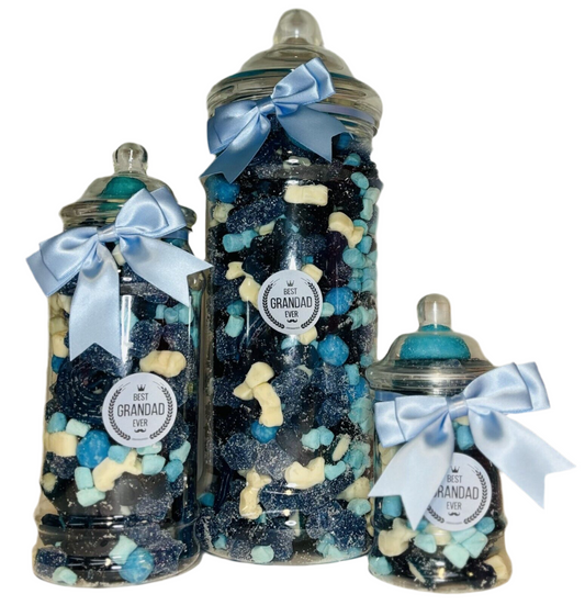 Best Grandad Ever Filled Blue Pick N Mix Gummy Sweet Victorian Jar Gift Present