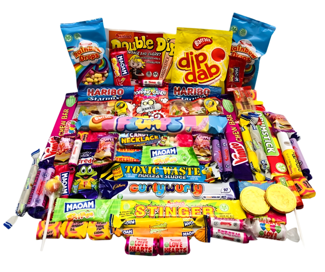 Personalised Christmas Ultimate Retro Box Gift Hamper over 60 sweets