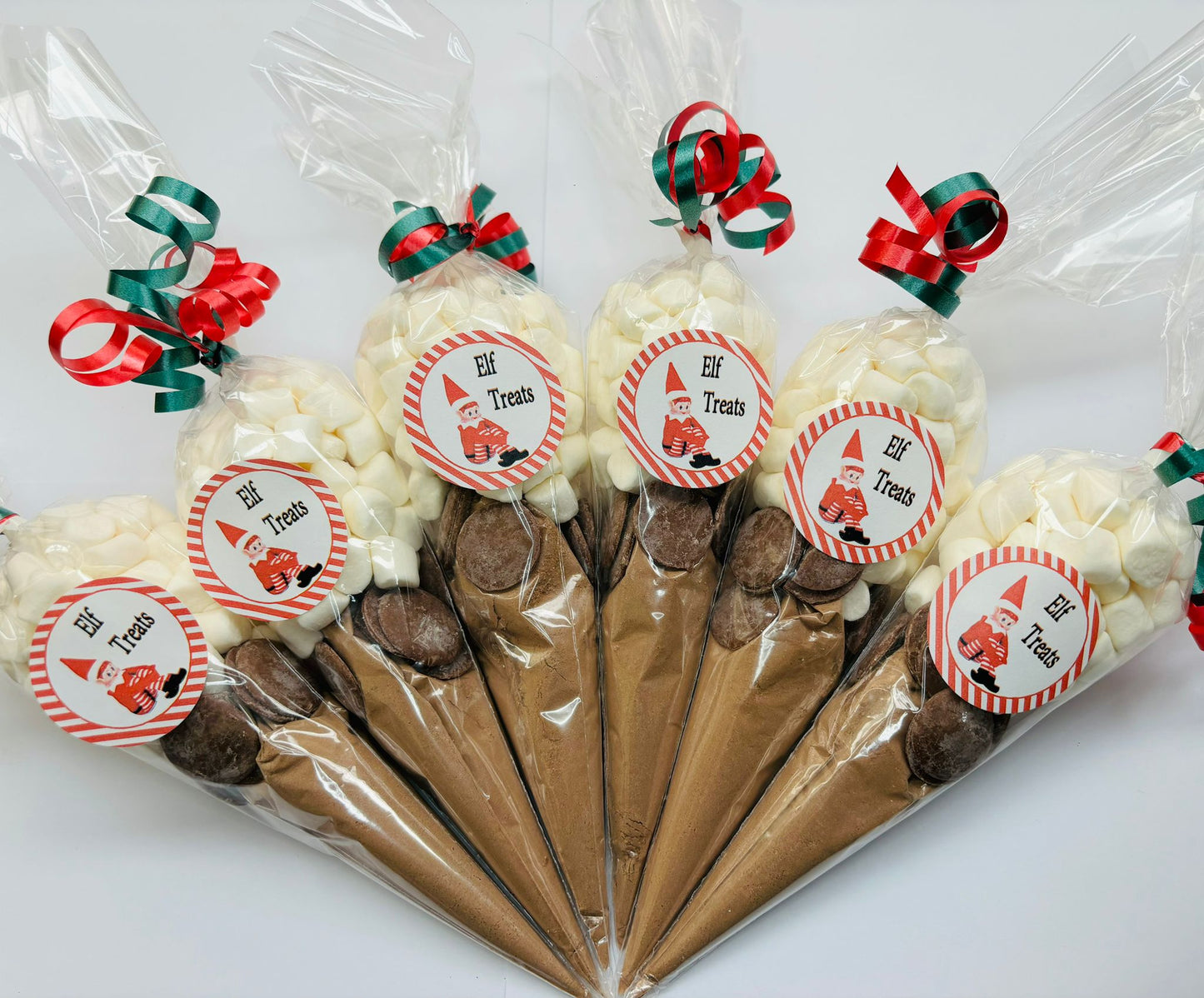 Christmas Elf Treats Milkshake, Hot Chocolate or Sweet Filled Cone Party Cones