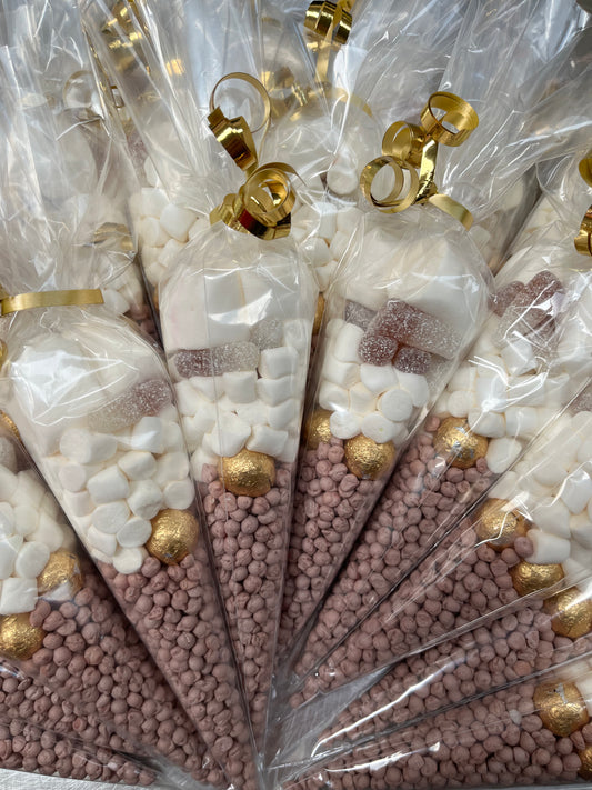 Gold & Cream Sweet cones favours wedding christening party bag fillers